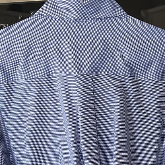 Peter Millar Nanoluxe Easy Care Long Sleeve Dress Shirt - Blue Patterned-XXL - Picture 11 of 12